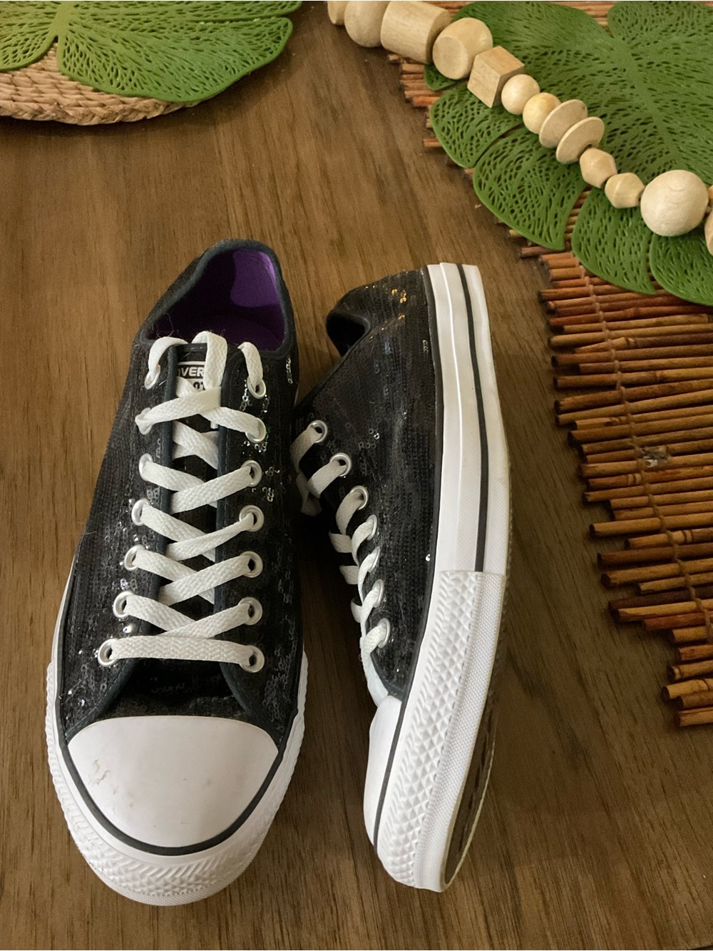 Converse Womens Chuck Taylor Black Shimmer  Shoes Size 11 Men’s 13 Wms